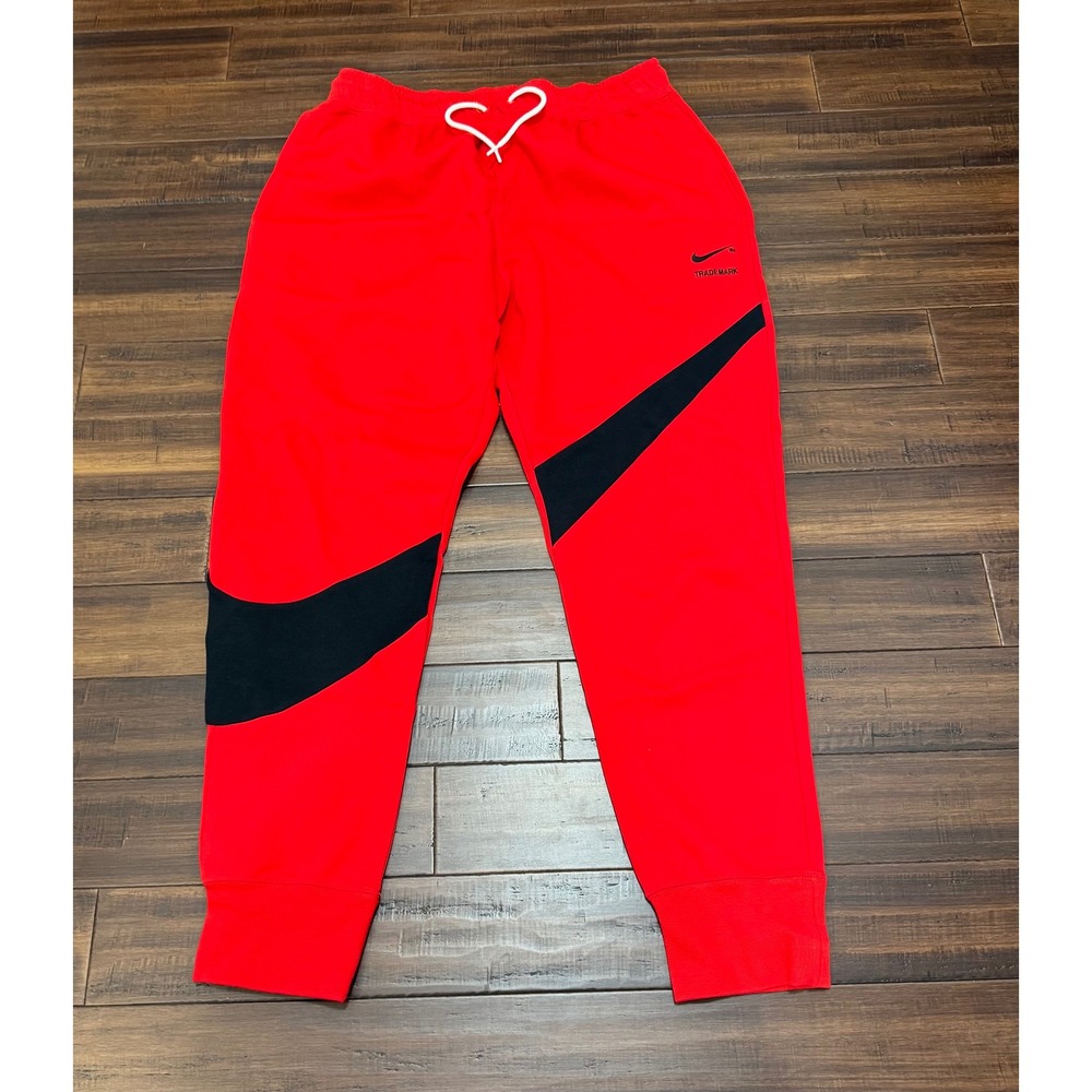 Nike Swoosh Tech Fleece Joggers Red Black Mens Large DH1023-657 Sweatpants